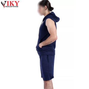 Conjunto de sudaderas con capucha y pantalones cortos para mujer, conjunto informal de 2 piezas con logotipo personalizado, sudaderas con capucha sin mangas y pantalones cortos, ropa deportiva para gimnasio - Product Image 6