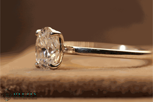 Bague de fiançailles de style solitaire avec diamant taille ovale pour femme - Product Image 3