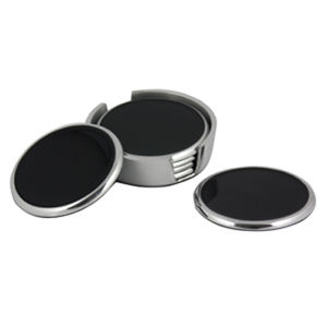 Aluminium <b>Blue</b> Enameled <b>Coasters</b> with Holder Set of 6 - Product Image 2