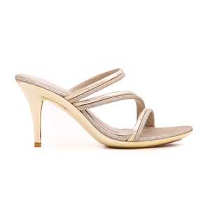 Sandalias de tacón doradas FN7624 Zapatilla elegante con diseño intrincado - Product Image 3