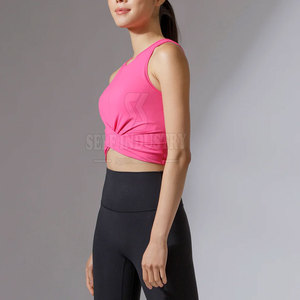 Vente directe d'usine haut court de yoga respirant sans couture pour femmes avec logo sur le devant prix bas de marque de distributeur quantité minimale de commande - Product Image 3