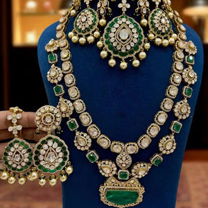 Golden Plated Polki & Ruby <b>Studded</b> Flower Design Imitation Finger Ring - Product Image 1