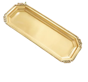 Nouveau Design Long plateau de service en métal artisanal avec finition dorée utilisé pour la décoration de la maison et le service des Fruits secs - Product Image 1