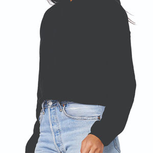 Sudadera con capucha de lana recortada para mujer con hombro caído 52% Airlume peinado y anillo hilado algodón 48% Poly Hoodie para mujer - Product Image 5