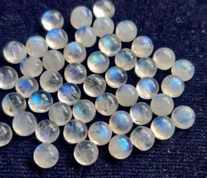 Pierre de lune arc-en-ciel naturelle ronde 7mm à cabochon dos plat-pierre de lune arc-en-ciel lâche bleu flashy pierre précieuse de qualité supérieure - Product Image 4