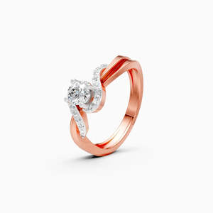 Anillo moderno con diamante cultivado en laboratorio, corte redondo de 0.453 quilates, en oro amarillo, blanco y rosa de 9 quilates - Product Image 2