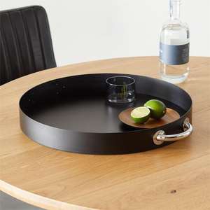 Bandeja Redonda Moderna de Metal Negro Mate para Servir y Decorar, Ideal para Hoteles y Eventos - Product Image 5