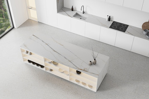 Plans de travail personnalisés pour cuisines et salles de bain en quartz Calacatta, prédécoupés pour projets hôteliers, design contemporain, garantie 1 an - Product Image 1