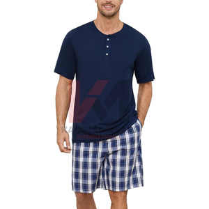 Conjunto de Pijamas para Hombre, Algodón Suave, Manga Larga, Ropa de Dormir, Bolsillos, Ligero, Transpirable, Ropa de Noche para Hombre - Product Image 1