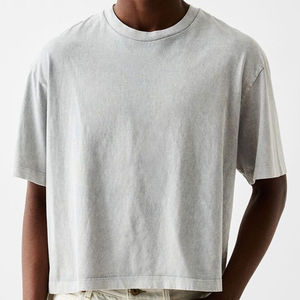 Camiseta de cuello redondo de gran tamaño personalizada para hombre de verano Diseño de venta superior Color liso Franela de manga corta - Product Image 3