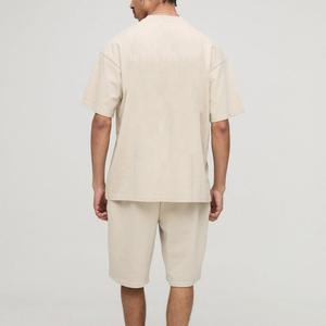 Nuevo diseño para hombre, 2 uds., conjuntos de camisetas y pantalones cortos, ropa informal de verano, 100% algodón, logotipo bordado personalizado, conjunto corto cómodo para hombre - Product Image 4