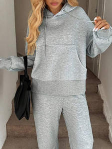 Sudadera con Capucha de Punto para Mujer al por Mayor, Estilo Holgado con Hombros Caídos, Dobladillo y Puños de Canalé Ancho, con Cordón Ajustable, Informal para Invierno - Product Image 3