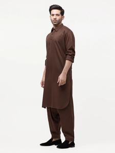 Shalwar Kameez Marrón de Diseño Moderno 2026, Hecho en Fábrica, con Patrón Sólido, para Hombre, Informal, de Algodón, Mangas Largas, para Uso Diario, Eid y Otros - Product Image 4