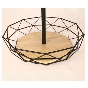 Cesta de frutas de Metal de 2 niveles, cuenco decorativo de alambre negro, soporte para verduras, Mostrador de cocina, estante de exhibición de almacenamiento con diseño de hojas - Product Image 3