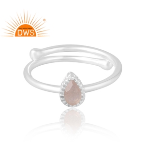 Best Selling 925 Sterling Silver Natural Chocolate Moonstone Gemstone <b>Ring</b> Custom Jewelry Manufacturer - Product Image 3