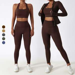 ชุดฟิตเนสสำหรับผู้หญิงชุดเล่นโยคะรัดรูปบั้นท้ายแห้งเร็วน้ำหนักเบาสีพื้น - Product Image 1