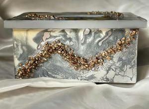 Boîte à mouchoirs rectangulaire de stockage de porte-papier de serviette de couverture de résine pour le mariage d'hôtel - Product Image 3