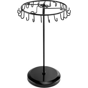 Présentoir de boucles d'oreilles de bijoux blanc à 3 niveaux avec base en bois disponible accessoires de bijoux modernes - Product Image 6