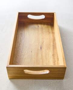 Bandeja de Servir Rectangular de Madera de Pino Natural, Bandeja de Servir Decorativa Rectangular Moderna de Bambú Negra con Asa - Product Image 3