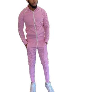 2024 Logo personnalisé coupe-vent ensemble combinaisons joggeurs 2 pièces ensemble hommes fermeture éclair complète à capuche et joggeurs costumes 3m survêtement réfléchissant - Product Image 4