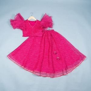 Niños indios hechos a mano Rosa Lehenga Choli Chaniya Choli para niñas vestido étnico, vestido tradicional niña vestidos Duppta conjunto Ghagra - Product Image 1