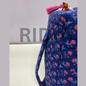 Popular Handmade Quilted for <b>Bag</b> Blush Blossom Blue Reusable <b>Travel</b> <b>Cosmetic</b> Pouch Large Vintage Shopping Accessory - Product Image 5