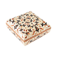 Boîte à bijoux en bois carrée de luxe de haute qualité avec incrustation de nacre, fabriquée à la main au Vietnam, motif floral, fermeture à clé
