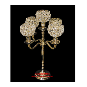 Wedding Decorative 5 Arms Candelabra with Crystal Votive <b>Large</b> Candelabras for Entryway & Floor Standing Handmade Votive Holder - Product Image 3