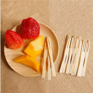 Eco-friendly Disposable 90mm Fruit <b>Forks</b> Excellent Natural Birchwood Stylish Sturdy for Catering Events Desserts Snacking - Product Image 4