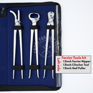 Nouveauté : Kit de soins pour les sabots de cheval, couteau à sabots incurvé à lame en D et couteau à sabots à lame droite, tire-sabots, pince, coupe-ongles - Product Image 5