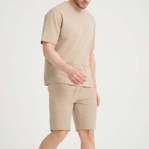 สินค้ามาใหม่ บริการ OEM ODM รับออกแบบโลโก้ เสื้อยืดและกางเกงขาสั้นผู้ชาย ชุดลำลองฤดูร้อน ระบายอากาศได้ดี ผลิตจากผ้าฝ้ายถัก 100% สองชิ้น - Product Image 2