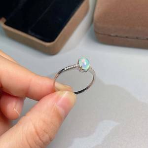 Handmade Natural <b>Opal</b> Fine <b>Silver</b> Vintage Engagement Cocktail <b>Ring</b> with Prong Setting and Clear Gemstone From Indian Seller - Product Image 1