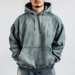 100% Sudadera con capucha transpirable de algodón al por mayor de gran tamaño Drop Shoulder Sun Faded Distressed Pullover Hoodie para hombres - Product Image 4