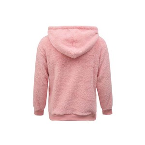 Sudadera con Capucha Sherpa Bordada de Invierno, Fabricada en Fábrica, Precio al por Mayor, MOQ Bajo, Nueva Llegada, Impresión Personalizada, Ropa Casual, Color Único Rosa - Product Image 2