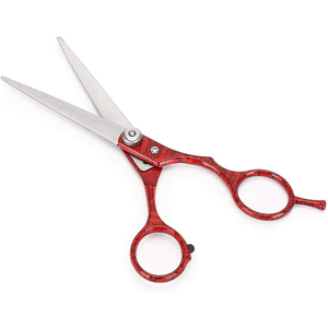 Tijeras de corte de pelo de salón con mango recubierto de papel, tijera de salón de peluquería de hoja afilada recta con reposapiés y tornillo ajustable - Product Image 1