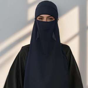 Niqab islamique de haute qualité, couleur unie, voile pour le visage, hijab long à capuche pour femmes musulmanes, burqa arabe, grande taille - Product Image 3