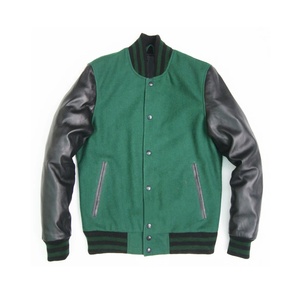 แจ็คเก็ตขนสัตว์สีดำสำหรับผู้ชาย DP แจ็คเก็ตทีมตัวแทนมหาวิทยาลัยหนังแท้สีดำกับสีที่กำหนดเอง - Product Image 1