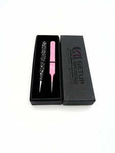 Vente en gros Meilleur revêtement en poudre rose noir en acier inoxydable antistatique 10mm de long pince à épiler pour extension de cils droite Logo personnalisé - Product Image 6