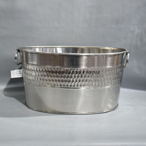 Seau à glace martelé en acier inoxydable de haute qualité et refroidisseur à vin élégant grand bac à boissons avec poignées pour événements et repas - Product Image 5
