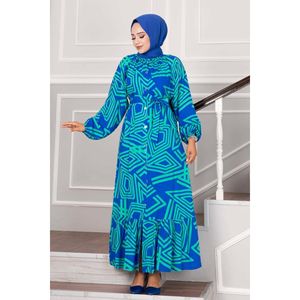 Buttoned Viscose Hijab Dress in Green for <b>Girls</b> and Ladies Long Summer <b>Abaya</b> Dress in XS Plus Size Digital Feature ODM Supply - Product Image 1