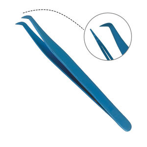 Pinzas de pestañas antimagnéticas profesionales de acero inoxidable, Punta lisa, longitud de 10mm para artistas de extensión de pestañas, logotipo personalizado alto - Product Image 4