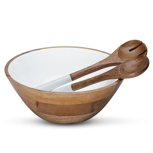 Ensaladera de madera de mesa Tazón de sopa hecho a mano de excelente calidad Forma redonda Tazón de madera de lujo para servir - Product Image 2