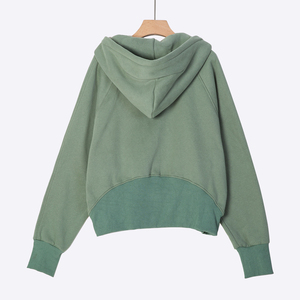 Grande taille en gros femmes 14 Zip pull vêtements personnalisé Vintage recadrée en détresse athlétique sweats à capuche vêtements d'hiver pour les femmes - Product Image 5