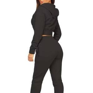 <b>Think</b> Winter Streetwear Solid Velvet Tracksuit Women's Two-Piece Set Breathable Quick Dry Hooded - Product Image 3
