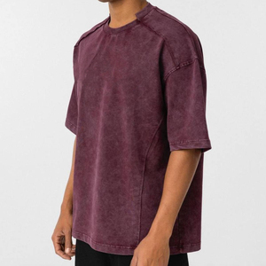 Men Vintage Oversized <b>Drop</b> Shoulder T-Shirt Heavyweight <b>Acid</b> Wash 100% Cotton Regular Fit Polyester/Cotton Blend Eco-Friendly - Product Image 5