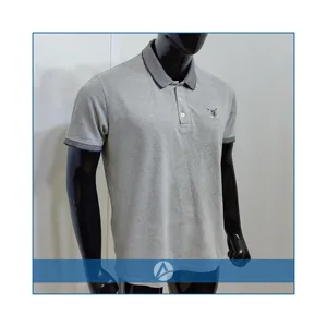 Polo cómodo de algodón puro con cuello vuelto para hombre, venta al por mayor, con tejido elástico de 2 vías