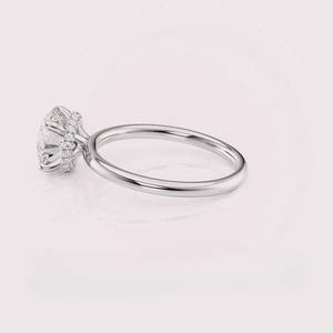 IGI Certified Round Cut Lab Grown Diamond Engagement-Wedding Ring with Hidden Halo in <b>Solid</b> 925 Sterling <b>Silver</b> - Product Image 4