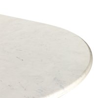 Table de salle à manger ovale en marbre blanc de style italien avec base festonnée en marbre blanc à texture lourde pour intérieur et extérieur