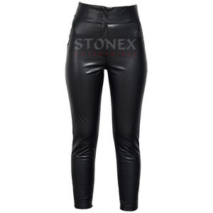 Pantalon en cuir pour femme taille haute à jambe fine en cuir véritable Meilleure vente Pantalon design sur mesure - Product Image 1