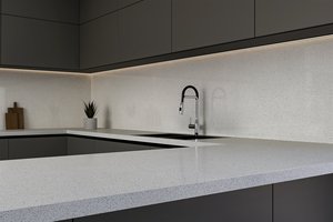 Plans de travail de cuisine et salle de bain personnalisés en quartz artificiel, écologiques, non toxiques, garantie 1 an, Carrara Calacata préfabriqués - Product Image 2